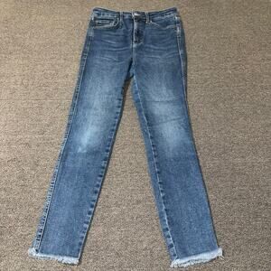 We The Free High Rise Skinny Jeans Women's 29 Raw Hem Boho Casual Medium Wash